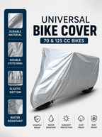 Universal Bike Cover 70 & 125 | Neon Silver Scratch & Rust Proof