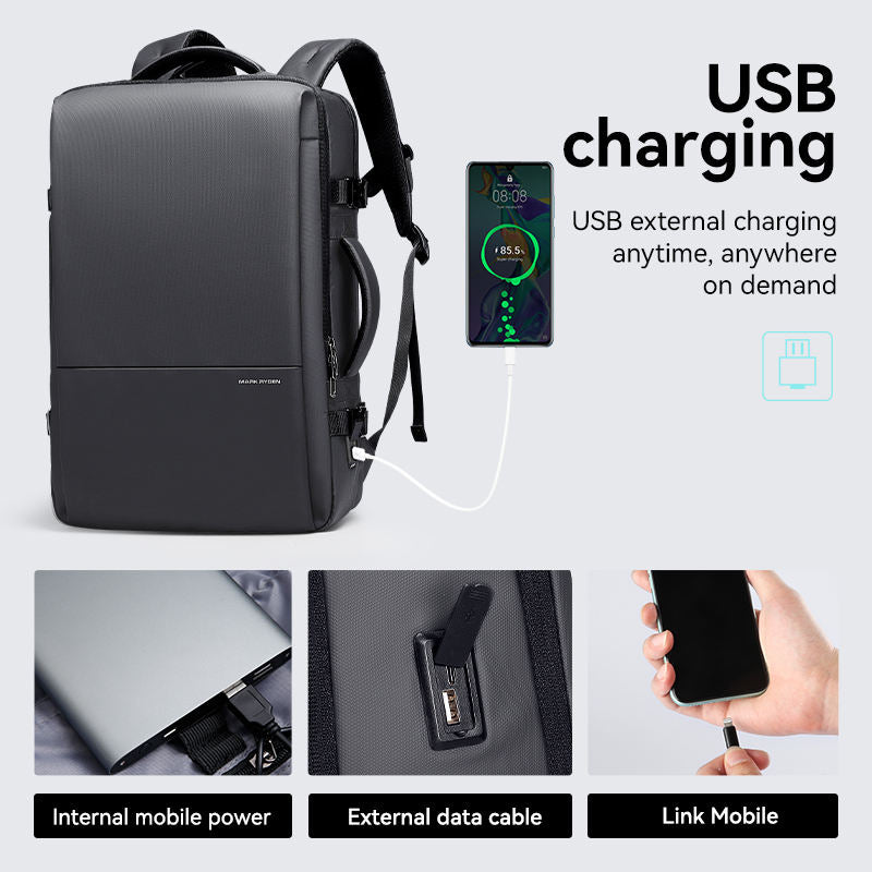 Premium Black Laptop Backpack | Waterproof Business Travel Bag